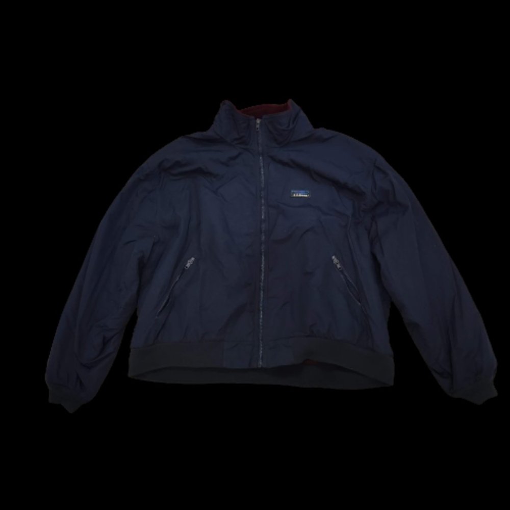 L.L.Bean jacket Freeport Maine Warmup Jacket Navy/Maroon Lining Men's XL Vintage